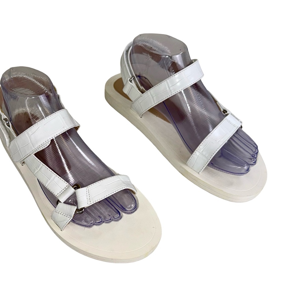 STUART WEITZMAN VAIL SPORT SANDALS IN WHITE LEATHER